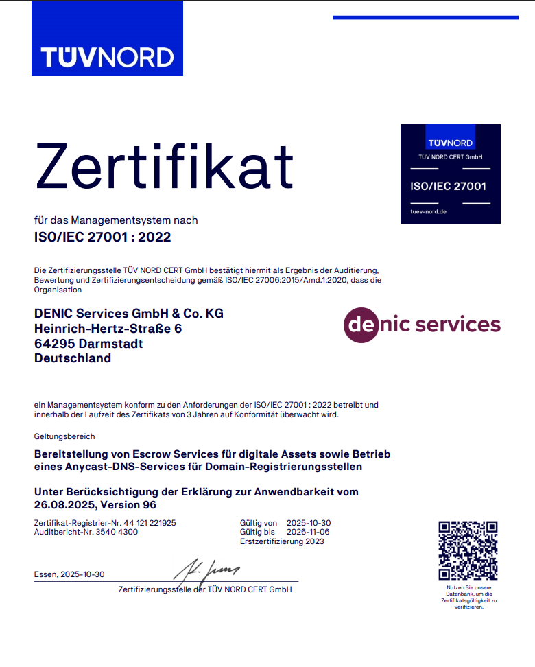 ISO 27001 Zertifikat
